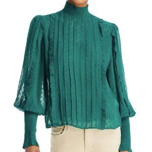 FARM Rio Emerald Ruffle Long Sleeve Blouse
